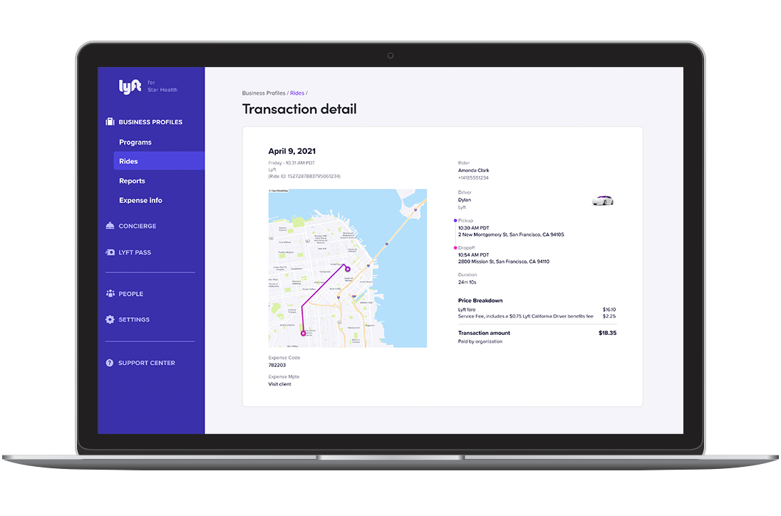 Business Portal screen